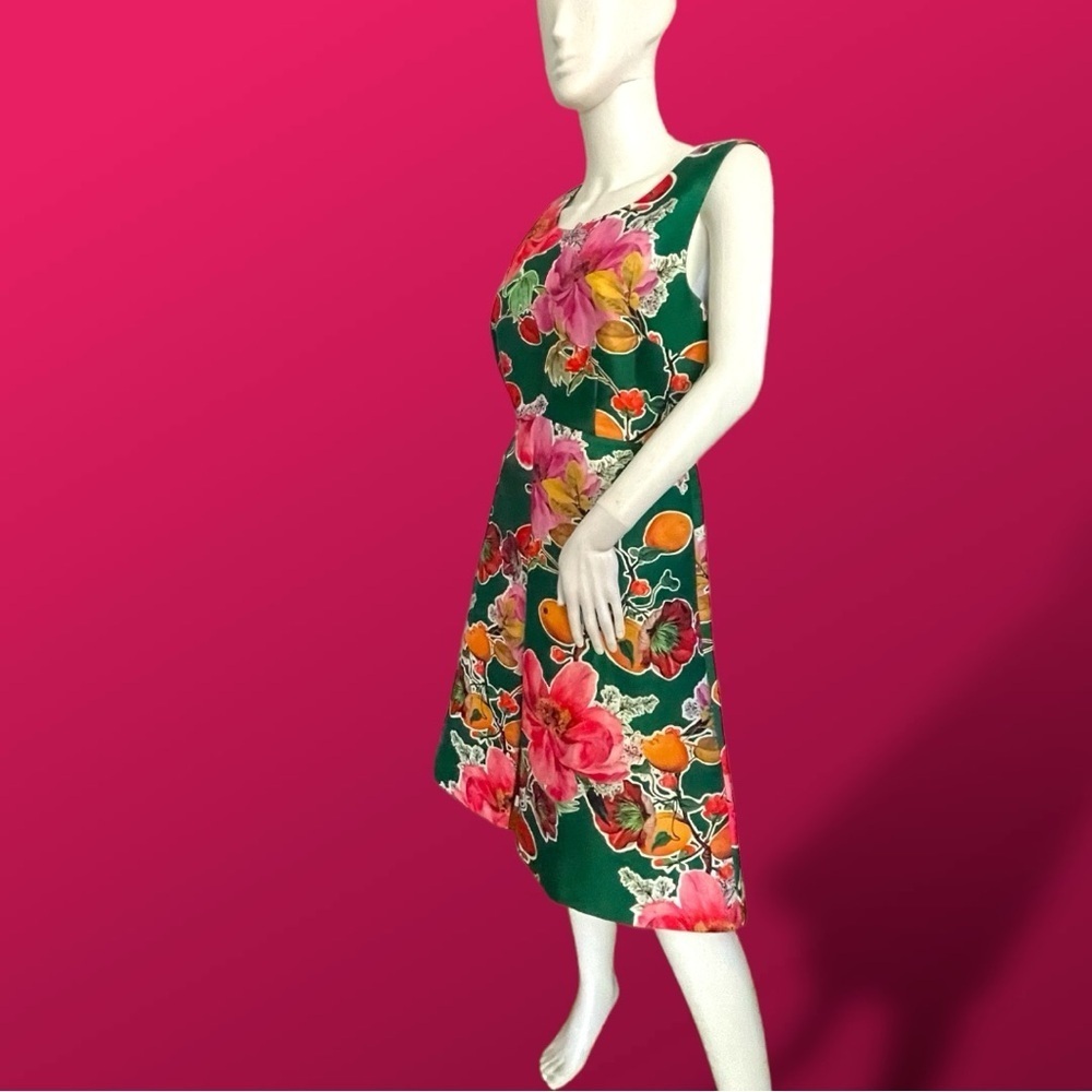 Talbots Green Floral Fit & Flare A-Line Dress - Size 8 - Picture 4 of 15